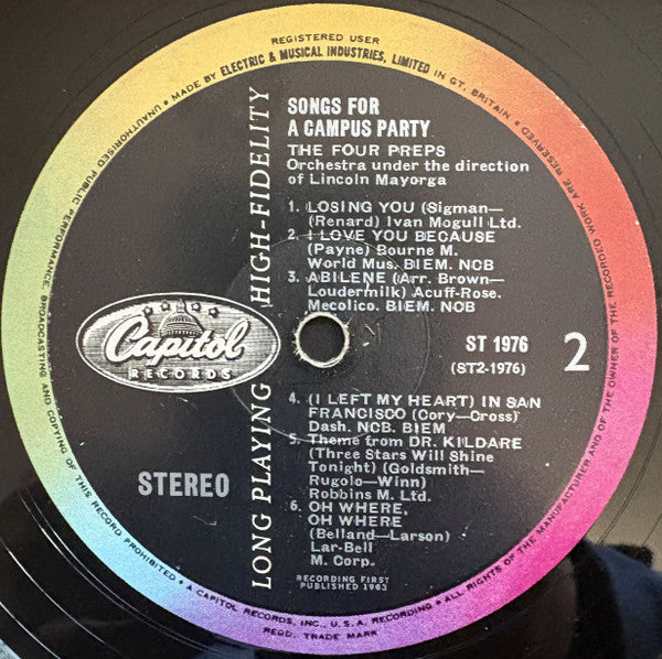The Four Preps : Songs For A Campus Party (LP)