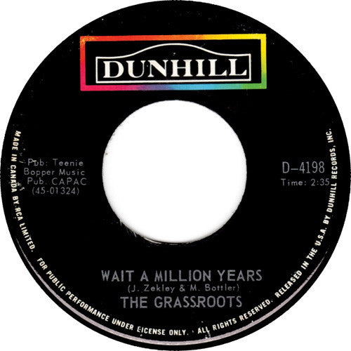 The Grassroots* : Wait A Million Years (7", Single)