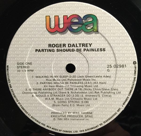 Roger Daltrey : Parting Should Be Painless (LP, Album)