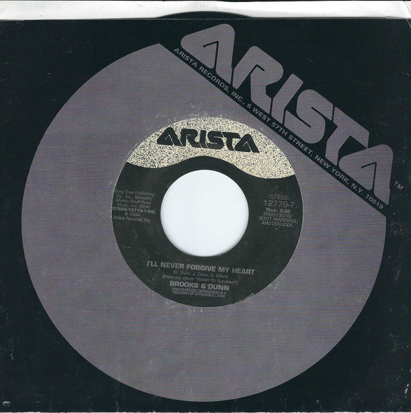 Brooks & Dunn : I'll Never Forgive My Heart (7", Single)