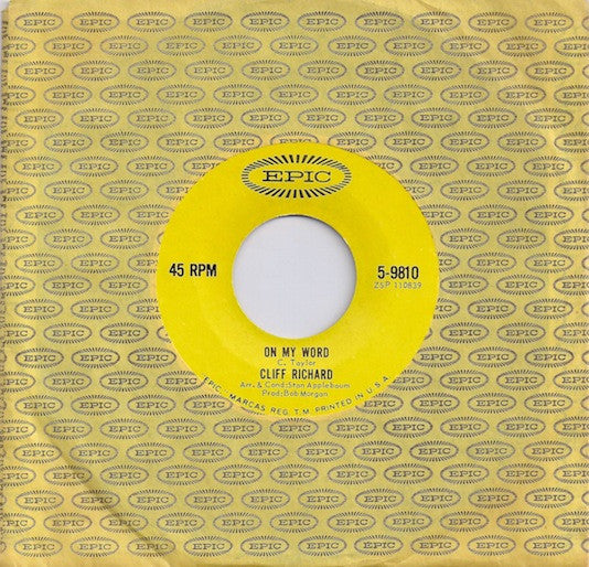 Cliff Richard / Cliff Richard & The Shadows : On My Word / I Could Easily Fall (In Love With You) (7", Single)