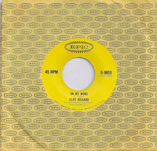 Cliff Richard / Cliff Richard & The Shadows : On My Word / I Could Easily Fall (In Love With You) (7", Single)