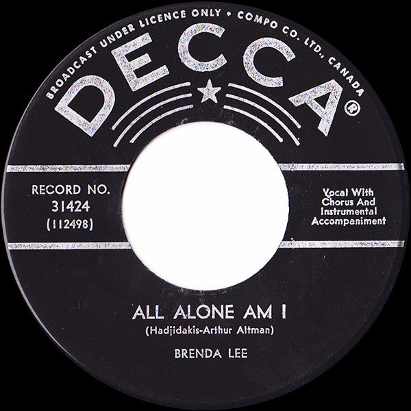 Brenda Lee : All Alone Am I / Save All Your Lovin' For Me (7", Single)