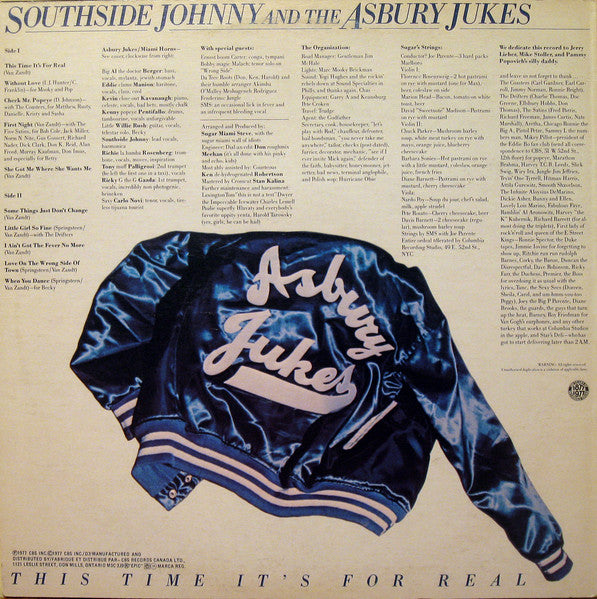 Southside Johnny & The Asbury Jukes : This Time It's For Real (LP, Album)