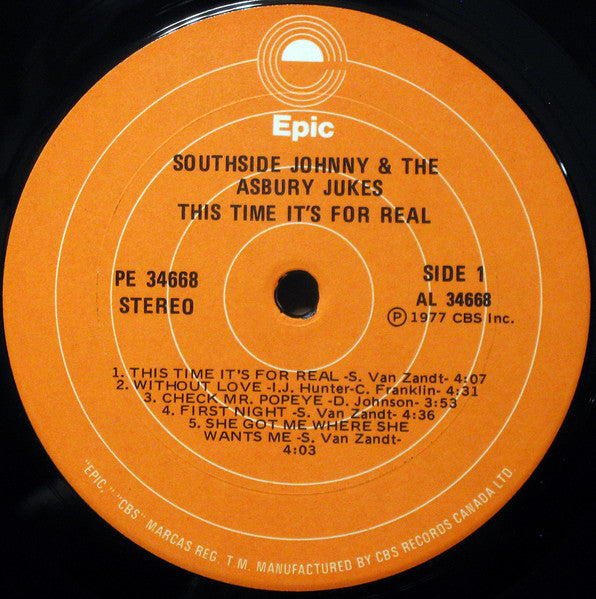 Southside Johnny & The Asbury Jukes : This Time It's For Real (LP, Album)