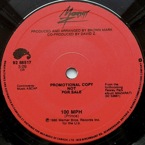 Mazarati : 100 Mph (7", Promo, Sma)