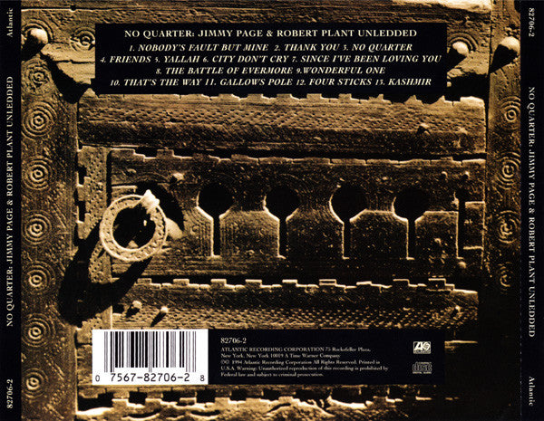 Jimmy Page & Robert Plant : No Quarter: Jimmy Page & Robert Plant Unledded (CD, Album, SRC)