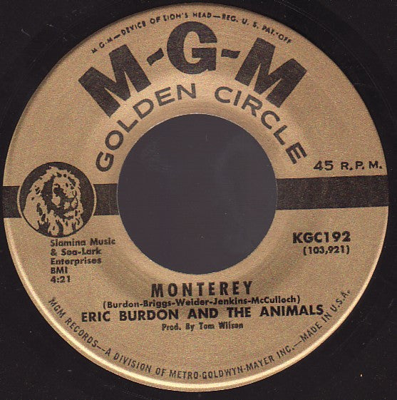 Eric Burdon And The Animals* : San Franciscan Nights / Monterey (7")