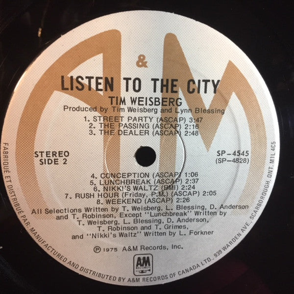 Tim Weisberg : Listen To The City (LP, Album)