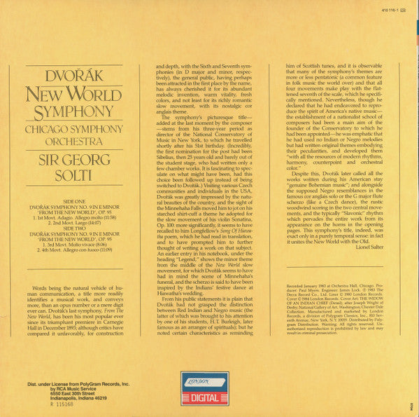 Dvořák*, Chicago Symphony Orchestra, Sir Georg Solti* : New World Symphony (LP, Album, Club)