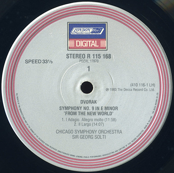 Dvořák*, Chicago Symphony Orchestra, Sir Georg Solti* : New World Symphony (LP, Album, Club)