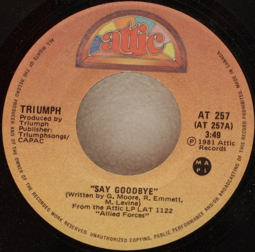 Triumph (2) : Say Goodbye (7", Single)