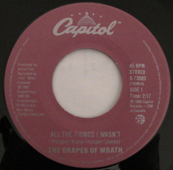 The Grapes Of Wrath : All The Things I Wasn't (7")