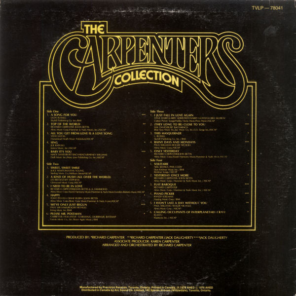 Carpenters : The Carpenters Collection (2xLP, Comp, M/Print, © 1)