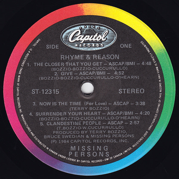 Missing Persons : Rhyme & Reason (LP, Album)