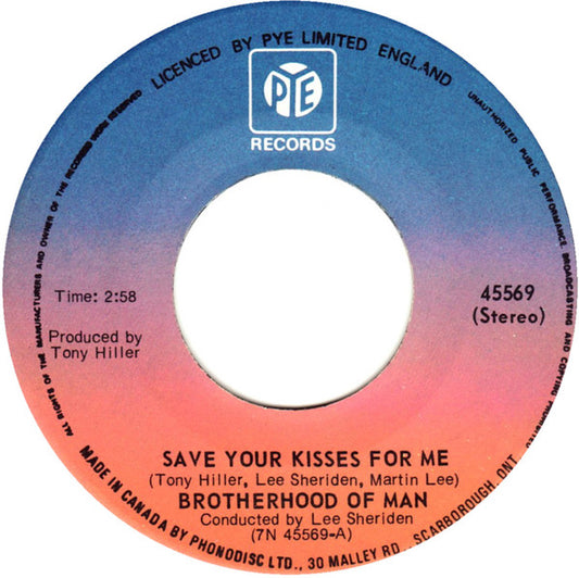 Brotherhood Of Man : Save Your Kisses For Me   (7", Single)