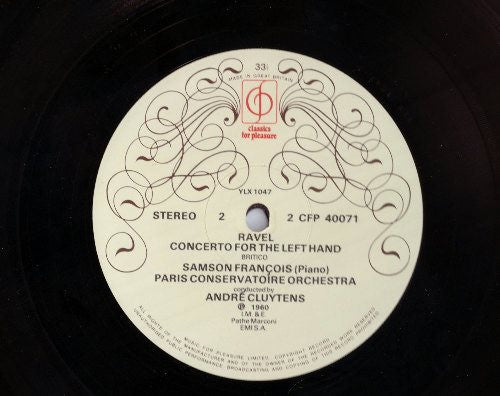 Maurice Ravel / Samson François, Orchestre De La Société Des Concerts Du Conservatoire conducted by André Cluytens : Piano Concerti (LP)