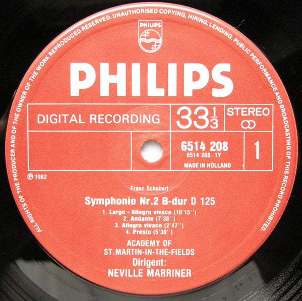 Franz Schubert - The Academy Of St. Martin-in-the-Fields, Sir Neville Marriner : Symphonies Nos. 2 & 6 (LP)