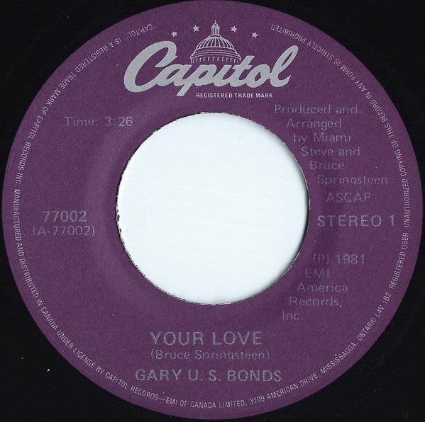Gary U.S. Bonds : Your Love (7")