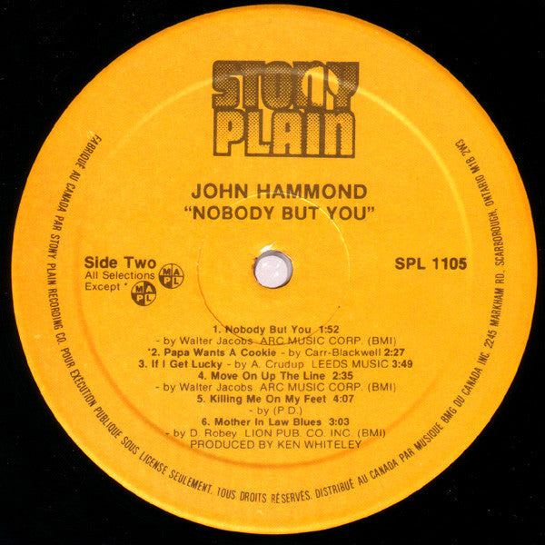 John Paul Hammond : Nobody But You (LP, Album)