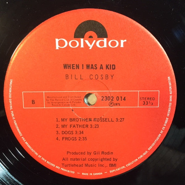 Bill Cosby : When I Was A Kid (LP, Album)