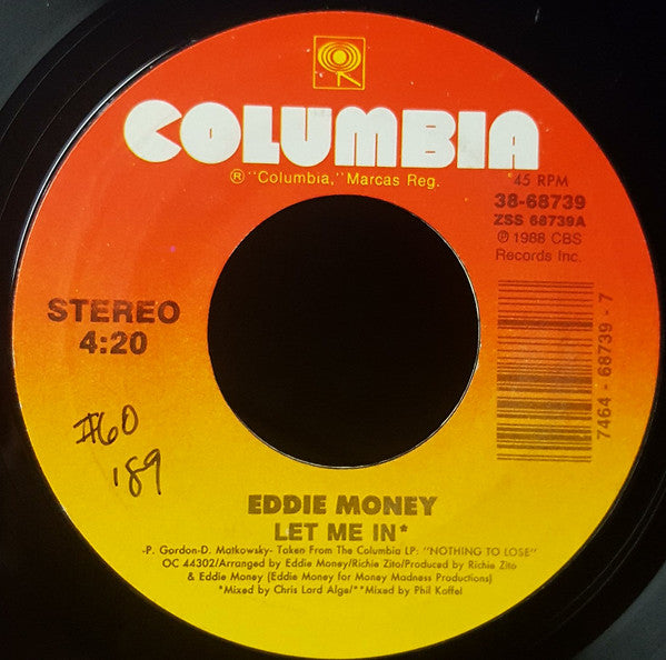 Eddie Money : Let Me In (7", Single)