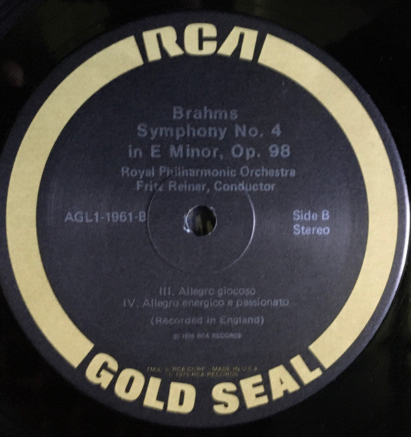 Fritz Reiner Conducts Royal Philharmonic Orchestra :  Symphony No.4 In E Minor, Opus 98 (LP, RE)