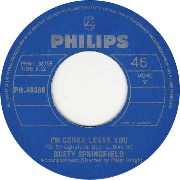 Dusty Springfield : All I See Is You (7", Single, Mono)