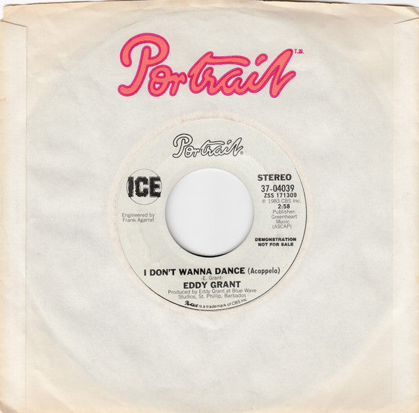 Eddy Grant : I Don't Wanna Dance (7", Promo, Styrene)