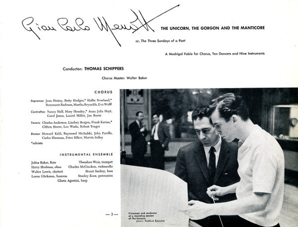 Thomas Schippers, Gian Carlo Menotti, New York City Ballet : The Unicorn, The Gorgon And The Manticore (LP + Box)