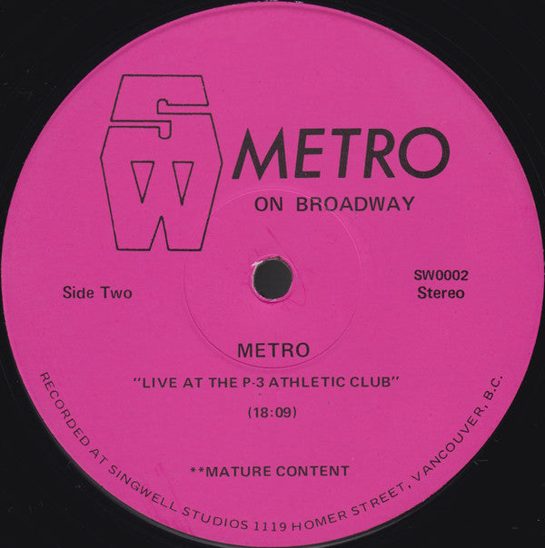 Metro (37) : Metro On Broadway (LP, Album)