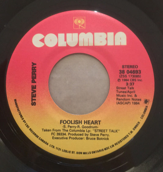 Steve Perry : Foolish Heart (7", Single)