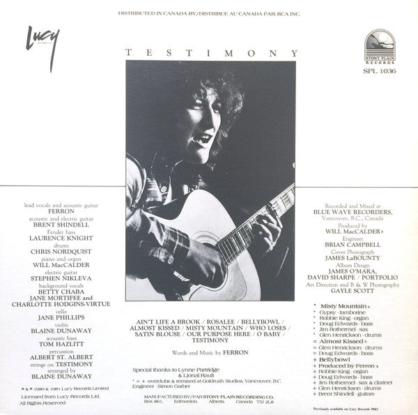 Ferron (2) : Testimony (LP, Album, RE)