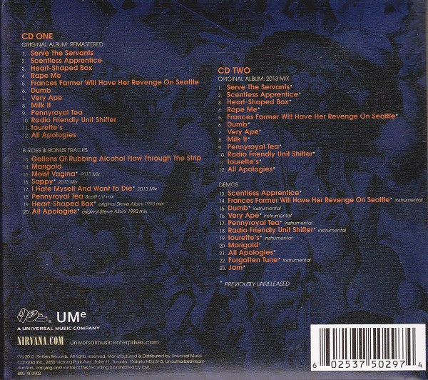 Nirvana : In Utero (2xCD, Album, RE, RM, 20t)