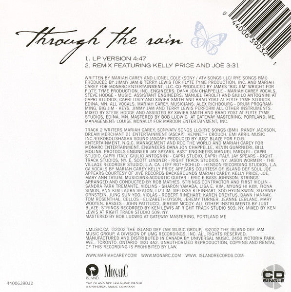 Mariah Carey : Through The Rain (CD, Single)