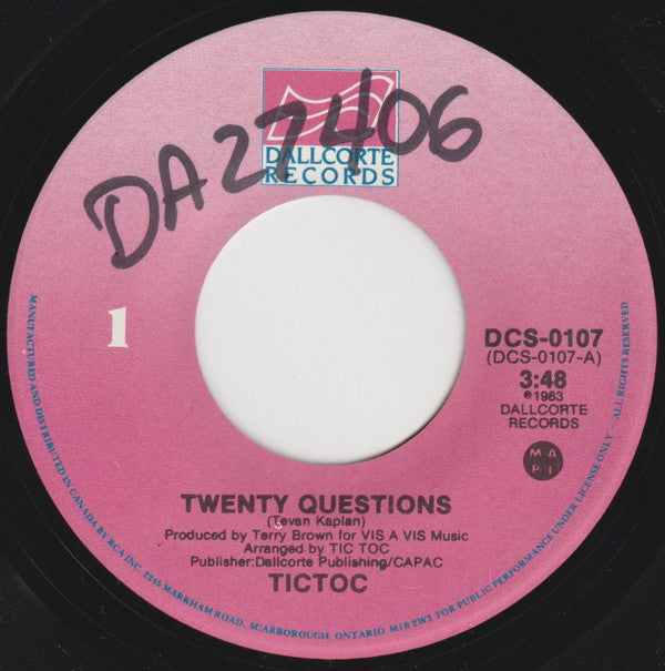 Tictoc : Twenty Questions (7", Single)