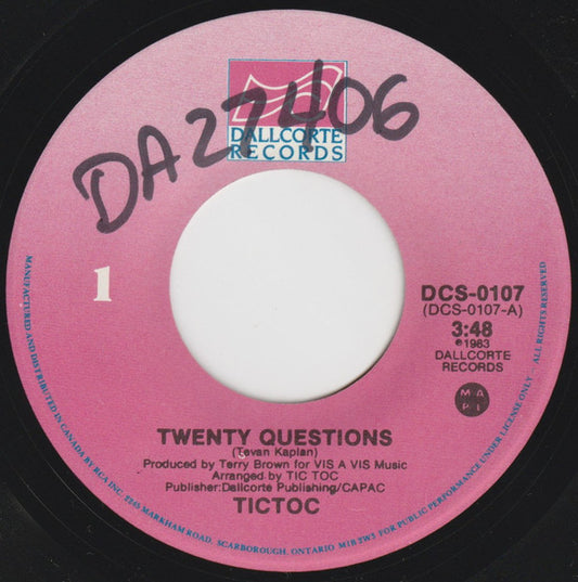 Tictoc : Twenty Questions (7", Single)