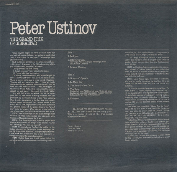 Peter Ustinov : The Grand Prix Of Gibraltar! (LP, RE)