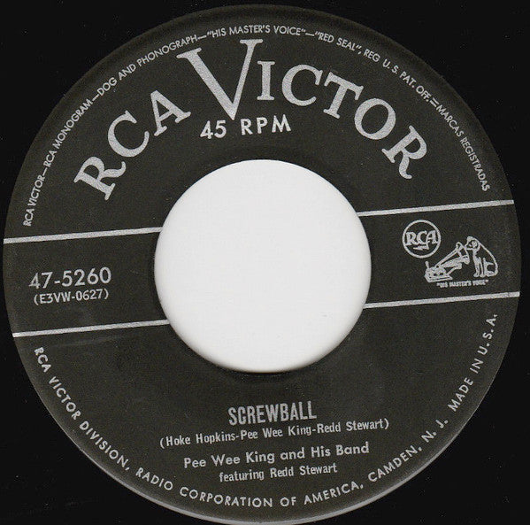 Pee Wee King And His Band* : Screwball / Last Night On The Back Porch (7")