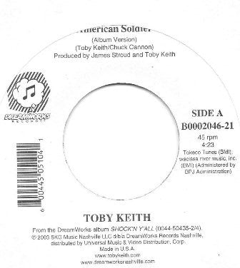 Toby Keith : American Soldier (7", Single)