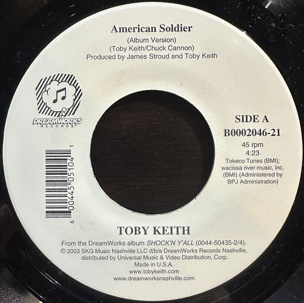 Toby Keith : American Soldier (7", Single)