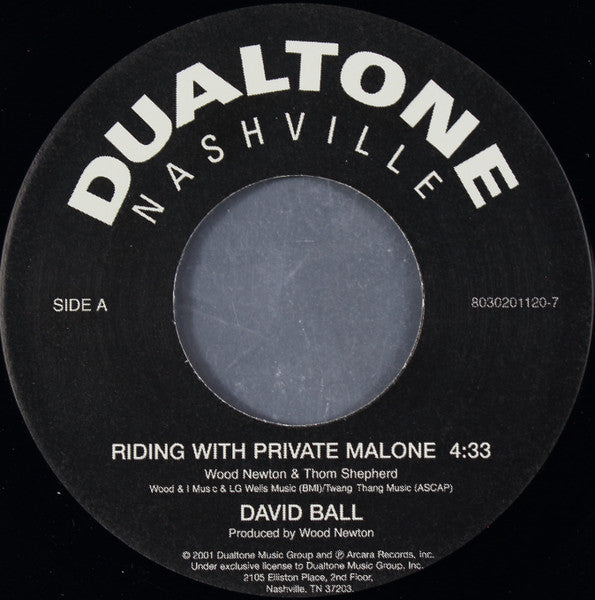 David Ball (3) : Riding With Private Malone (7", Single)