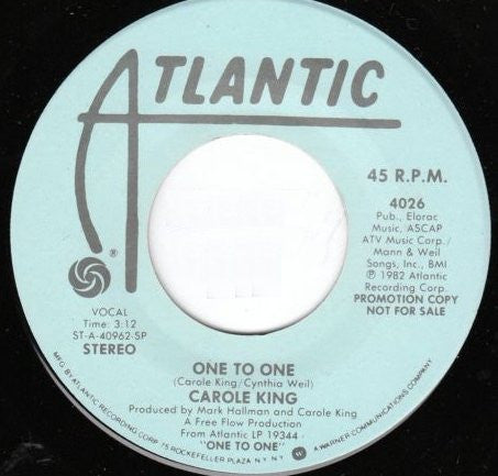 Carole King : One To One  (7", Mono, Promo)