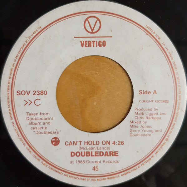 Doubledare : Can't Hold On (7", Single)