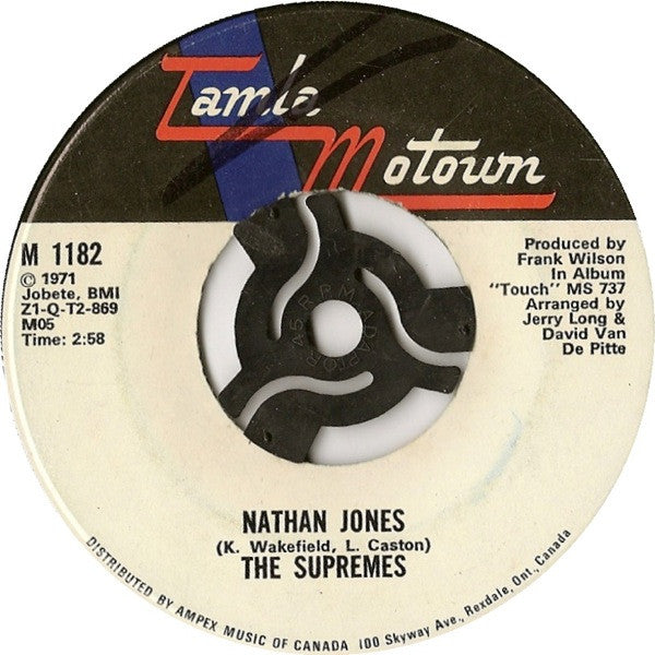 The Supremes : Nathan Jones / Happy (Is A Bumpy Road) (7")