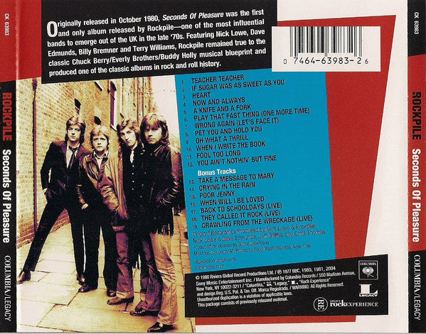 Rockpile : Seconds Of Pleasure (CD, Album, RE, RM)