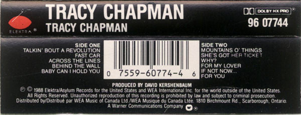 Tracy Chapman : Tracy Chapman (Cass, Album, Dol)