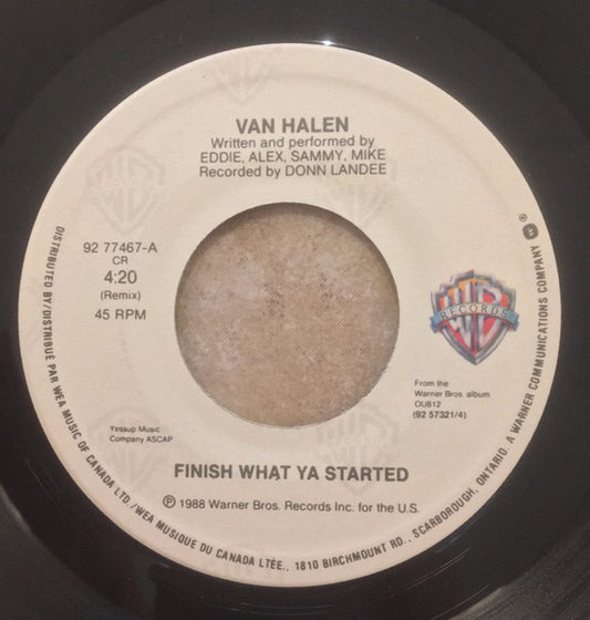 Van Halen : Finish What Ya Started (7", Single)