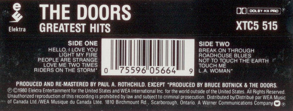 The Doors : Greatest Hits (Cass, Comp, RE, RM, Dol)