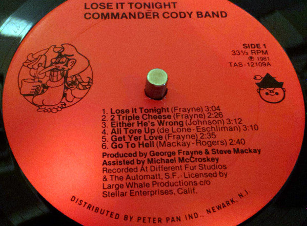 Commander Cody Band : Lose It Tonight (LP, Album)